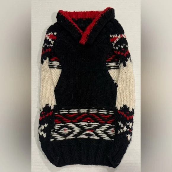 Chilly Dog 100% Wool Dog Sweater | Nordic Fair Isle Snowflake Knit | Red&Navy - Picture 3 of 4